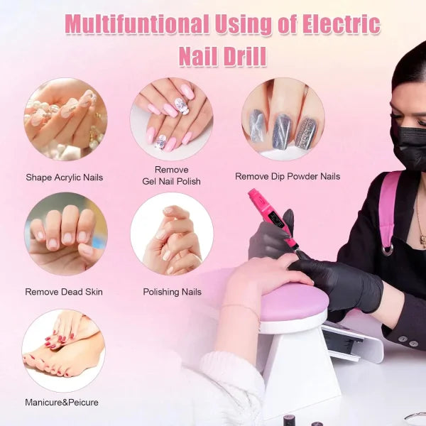 LULAA Nail Drill Machine Set – Electric Nail Sander, Gel Polish Remover & Manicure Tools - Himpall