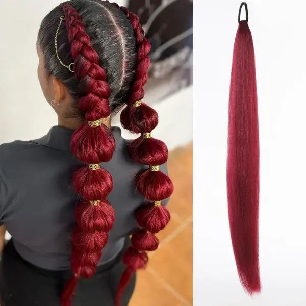 Kanekalon Origin Synthetic Ponytail Ombre Pink Silky Straight Unit - 18 / 26inches