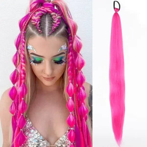 Kanekalon Origin Synthetic Ponytail Ombre Pink Silky Straight Unit - 5 / 26inches