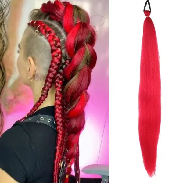 Kanekalon Origin Synthetic Ponytail Ombre Pink Silky Straight Unit - 7 / 26inches