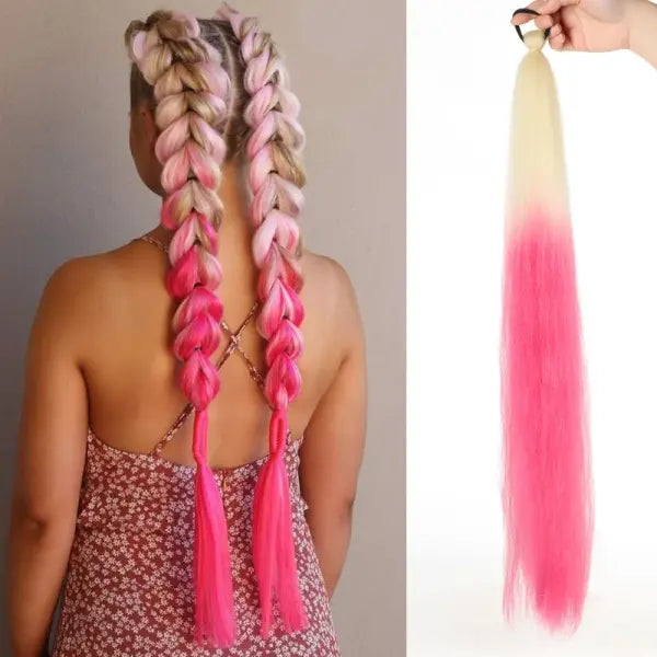 Kanekalon Origin Synthetic Ponytail Ombre Pink Silky Straight Unit - 51 / 26inches