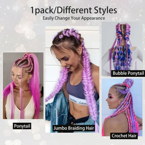 Kanekalon Origin Synthetic Ponytail Ombre Pink Silky Straight Unit
