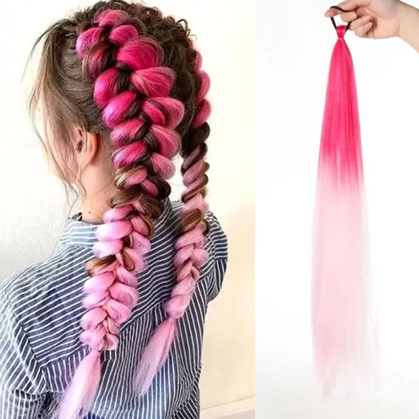 Kanekalon Origin Synthetic Ponytail Ombre Pink Silky Straight Unit - 56 / 26inches