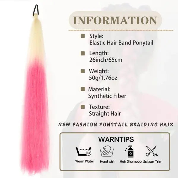Kanekalon Origin Synthetic Ponytail Ombre Pink Silky Straight Unit