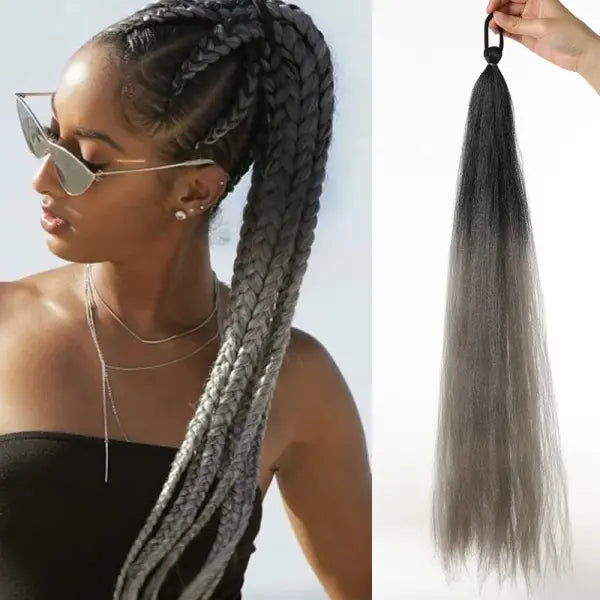 Kanekalon Origin Synthetic Ponytail Ombre Pink Silky Straight Unit - 67 / 26inches