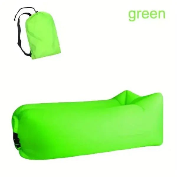 Inflatable Lounger Air Sofa - Extra Thick Foldable Couch for Camping Beach and - Green / China Mainland