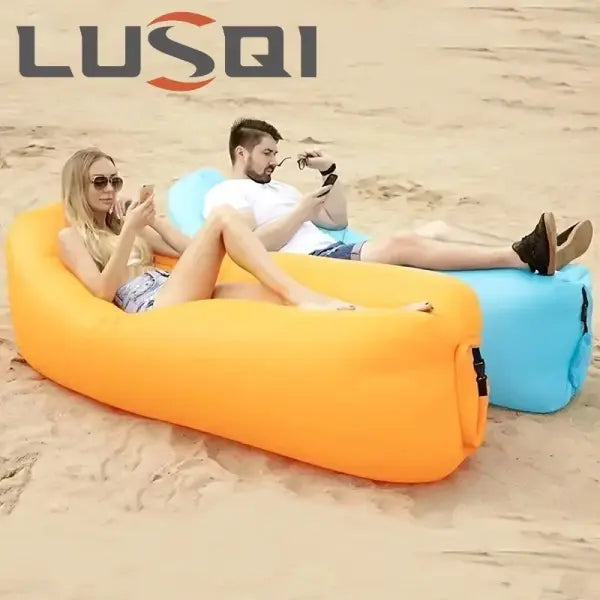 LUSQI Inflatable Lounger Air Sofa Extra Thick Foldable Couch For Outdoor Camping Beach Patio Quick Inflation Home