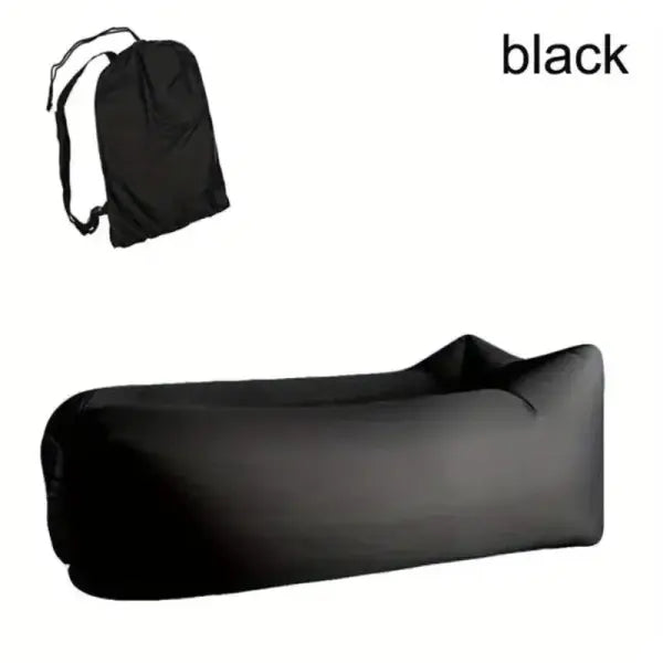 Inflatable Lounger Air Sofa - Extra Thick Foldable Couch for Camping Beach and - Black / China Mainland