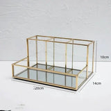 Luxury Brass Vanity Glass Makeup Organizer for Elegant Storage - copper - Makeup Organizer