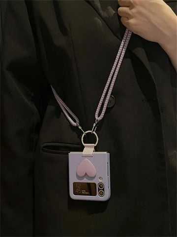 Luxury Crossbody Lanyard Necklace Strap - Heart Case for Samsung Z Flip - Himpall