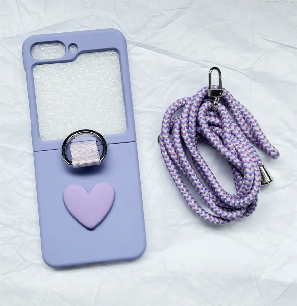 Luxury Crossbody Lanyard Necklace Strap - Heart Case for Samsung Z Flip - Himpall
