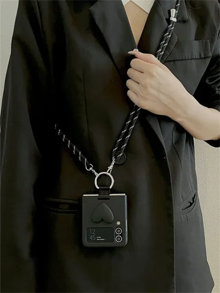Luxury Crossbody Lanyard Necklace Strap - Heart Case for Samsung Z Flip - Himpall