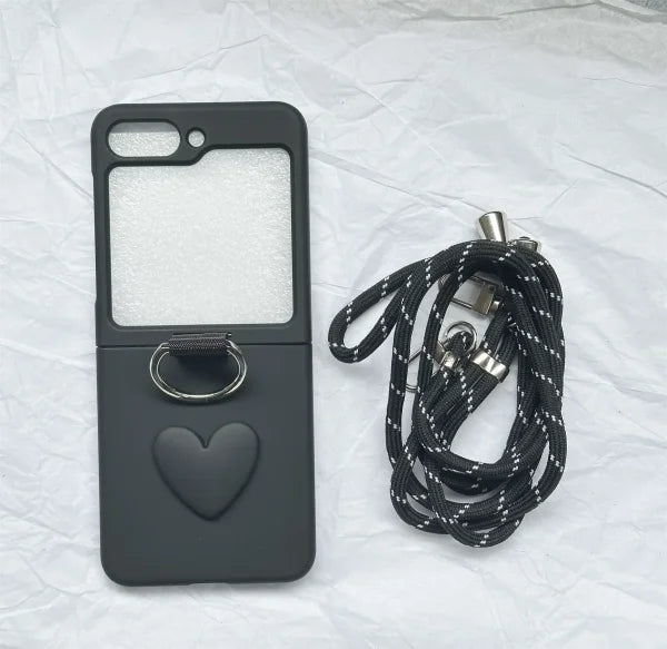 Luxury Crossbody Lanyard Necklace Strap - Heart Case for Samsung Z Flip - Himpall