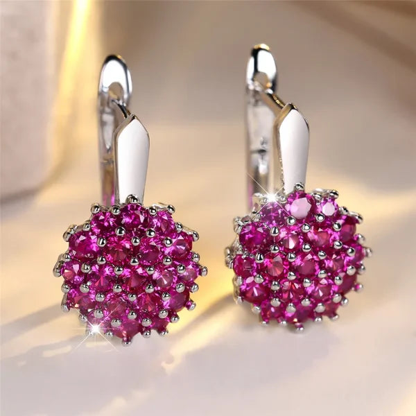 Luxury Crystal Sunflower Hoop Earrings with White Zircon Accents - Himpall