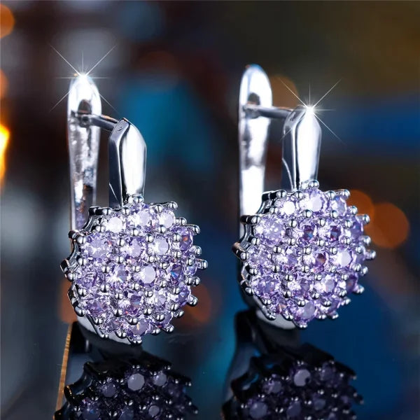 Luxury Crystal Sunflower Hoop Earrings with White Zircon Accents - Himpall