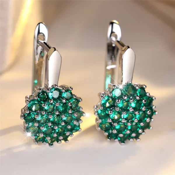 Luxury Crystal Sunflower Hoop Earrings with White Zircon Accents - Himpall