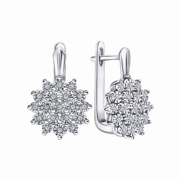 Luxury Crystal Sunflower Hoop Earrings with White Zircon Accents - Himpall