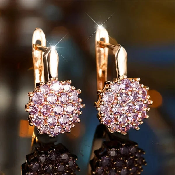 Luxury Crystal Sunflower Hoop Earrings with White Zircon Accents - Himpall