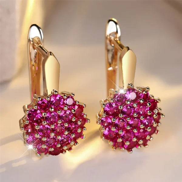 Luxury Crystal Sunflower Hoop Earrings with White Zircon Accents - Himpall