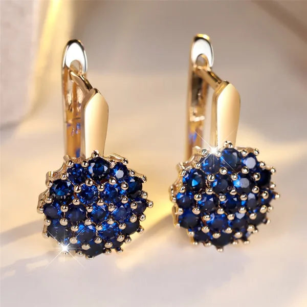 Luxury Crystal Sunflower Hoop Earrings with White Zircon Accents - Himpall