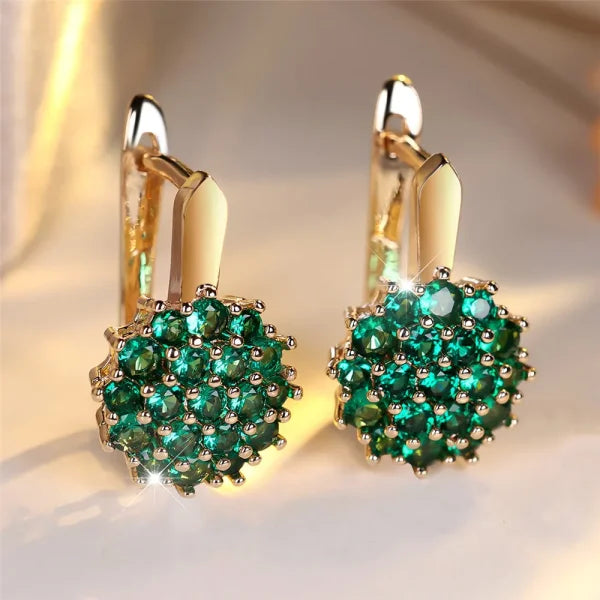 Luxury Crystal Sunflower Hoop Earrings with White Zircon Accents - Himpall