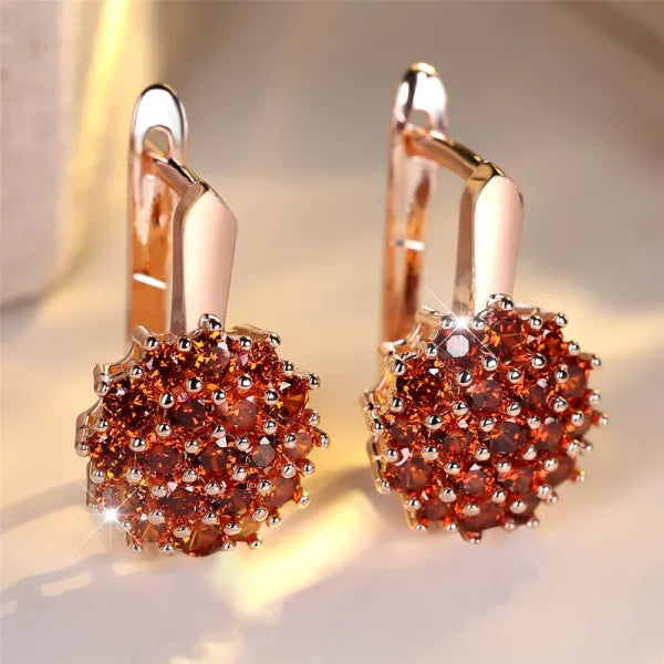 Luxury Crystal Sunflower Hoop Earrings with White Zircon Accents - Himpall