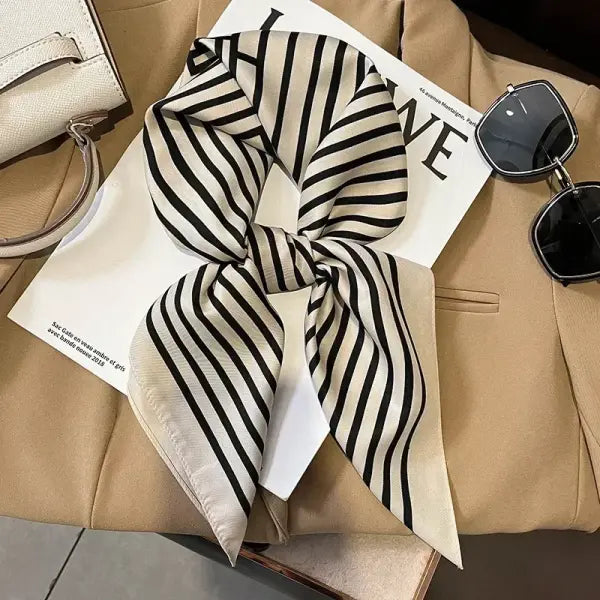 Luxury Design Print Silk Square Scarf Women Soft Satin Neckerchief - W-157-1-Green / 70x70cm