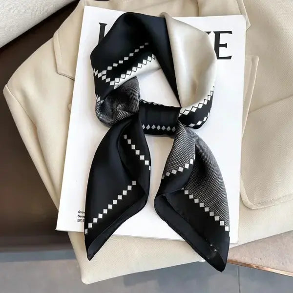 Luxury Design Print Silk Square Scarf Women Soft Satin Neckerchief - W-81-1-Green / 70x70cm