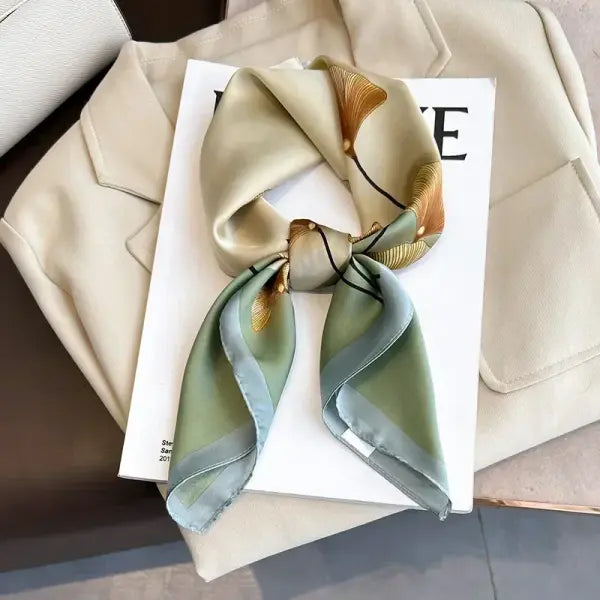 Luxury Design Print Silk Square Scarf Women Soft Satin Neckerchief - W-107-1-Orange / 70x70cm