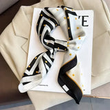 Luxury Design Print Silk Square Scarf Women Soft Satin Neckerchief - W-43-1-Black / 70x70cm