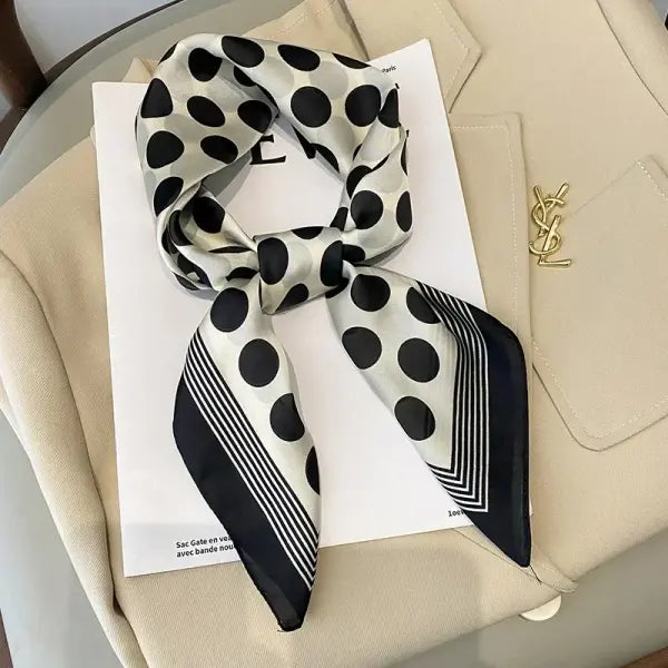 Luxury Design Print Silk Square Scarf Women Soft Satin Neckerchief - W-48-1-Blue / 70x70cm