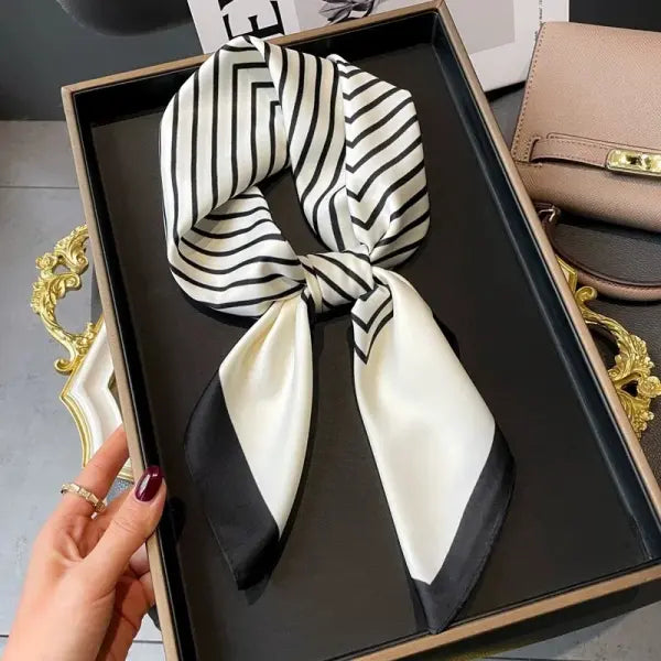 Luxury Design Print Silk Square Scarf Women Soft Satin Neckerchief - W-120-1-Blue / 70x70cm