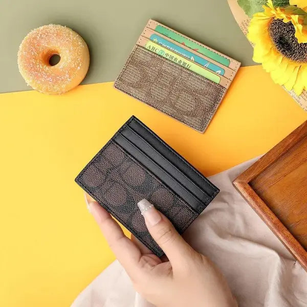 Geometric PU Leather Card Holder Women Multi-Function Purse - black