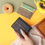 Geometric PU Leather Card Holder Women Multi-Function Purse - black