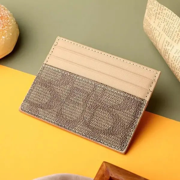 Geometric PU Leather Card Holder Women Multi-Function Purse - black