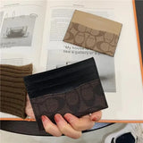 Geometric PU Leather Card Holder Women Multi-Function Purse - black
