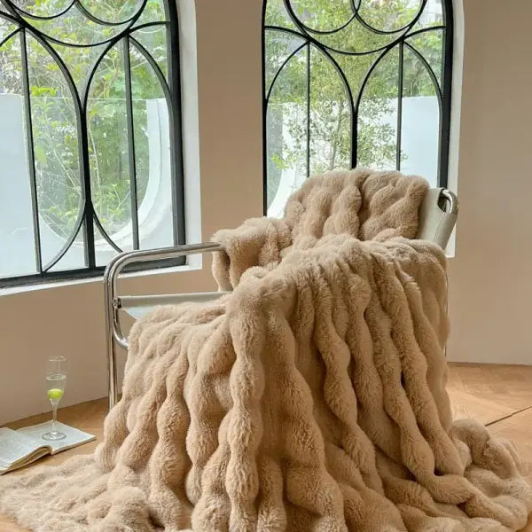 Luxury Faux Rabbit Fur Thickened Blanket - Ultra Soft Winter Throw for Bed & Sofa Multi-Size - Color 6 / Full 180x220cm