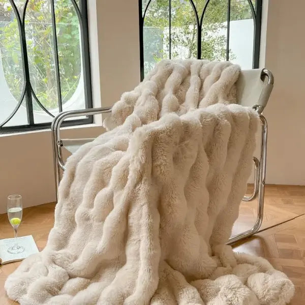 Luxury Faux Rabbit Fur Thickened Blanket - Ultra Soft Winter Throw for Bed & Sofa Multi-Size - Color 5 / Twin 150x200cm