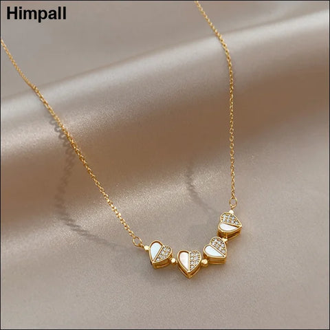 Luxury Four-Leaf Clover Crystal Pendant Necklace for Women - Gold