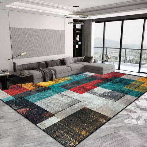 Luxury Geometric Red Carpet - Anti-Slip & Water-Absorbent Rug for Living Room & Bedroom - DT-4047 lint-free9