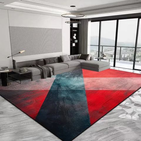 Luxury Geometric Red Carpet - Anti-Slip & Water-Absorbent Rug for Living Room & Bedroom