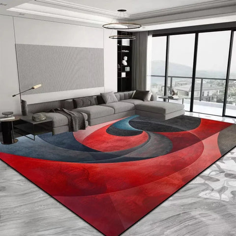 Luxury Geometric Red Carpet - Anti-Slip & Water-Absorbent Rug for Living Room & Bedroom