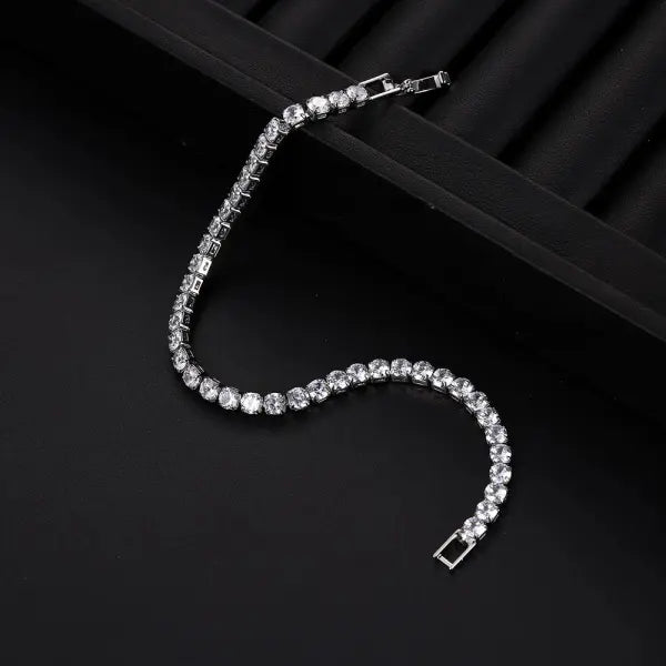 Cubic Zirconia Tennis Bracelet Gold Elegant Daily Wear