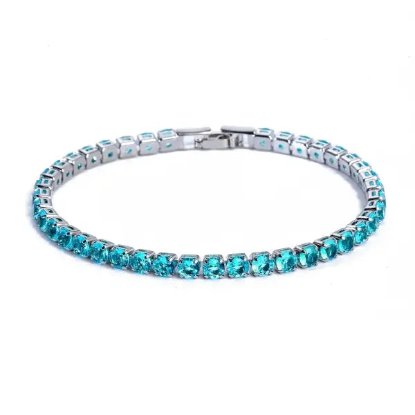 Cubic Zirconia Tennis Bracelet Gold Elegant Daily Wear - Blue / 19cm