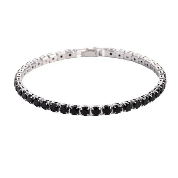 Cubic Zirconia Tennis Bracelet Gold Elegant Daily Wear - Black / 19cm