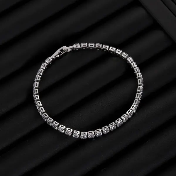 Cubic Zirconia Tennis Bracelet Gold Elegant Daily Wear