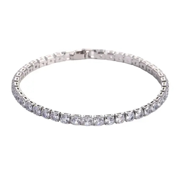 Cubic Zirconia Tennis Bracelet Gold Elegant Daily Wear - White / 19cm
