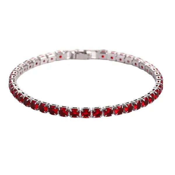 Cubic Zirconia Tennis Bracelet Gold Elegant Daily Wear - Red / 19cm