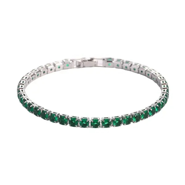 Cubic Zirconia Tennis Bracelet Gold Elegant Daily Wear - Green / 19cm