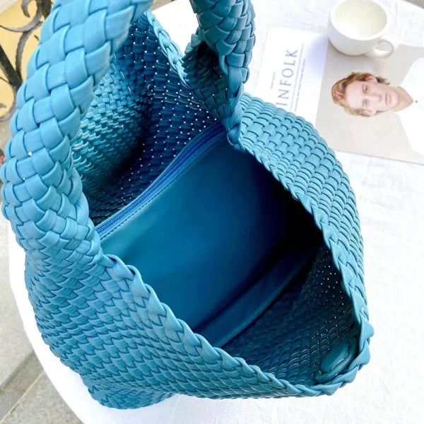 Luxury Leather Woven Tote Bag - Large Capacity Summer Beach Bag - Himpall